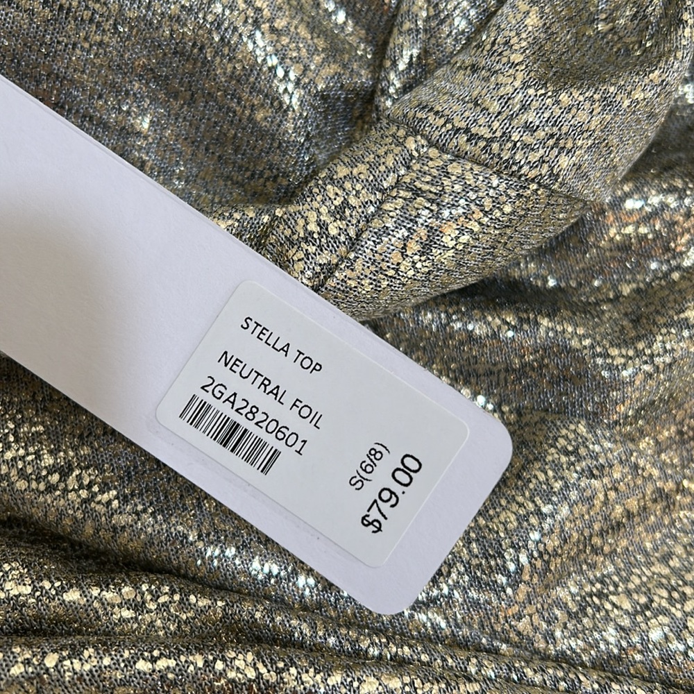SOFT SURROUNDING  STELLA TOP WOMEN SIZE S LONG SLEEVES NEUTRAL FOIL NEW - Picture 10 of 12